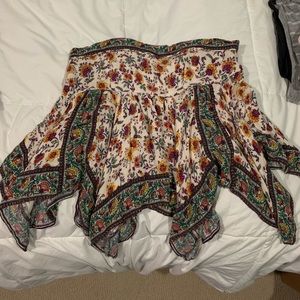 strapless floral asymmetrical top